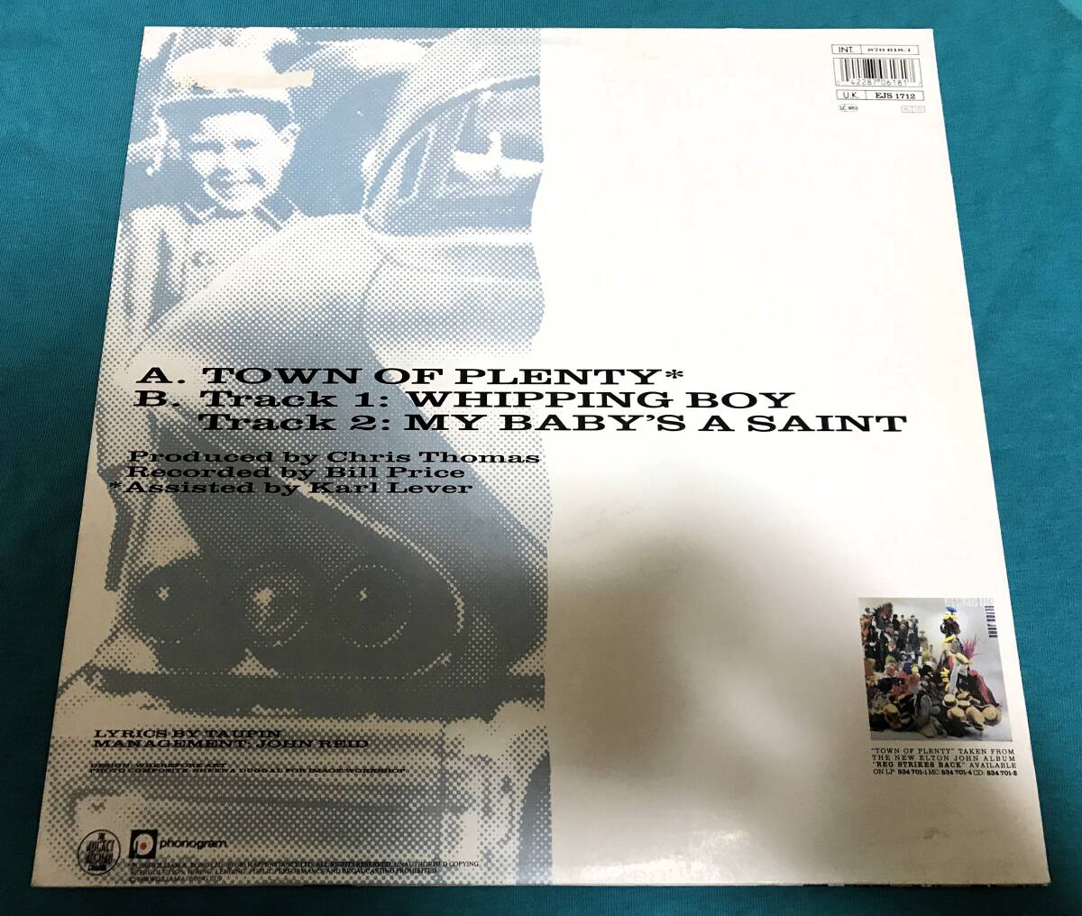 12”●Elton John / Town Of Plenty EURIPEオリジナル盤 The Rocket Record Company 870 618-1_画像2