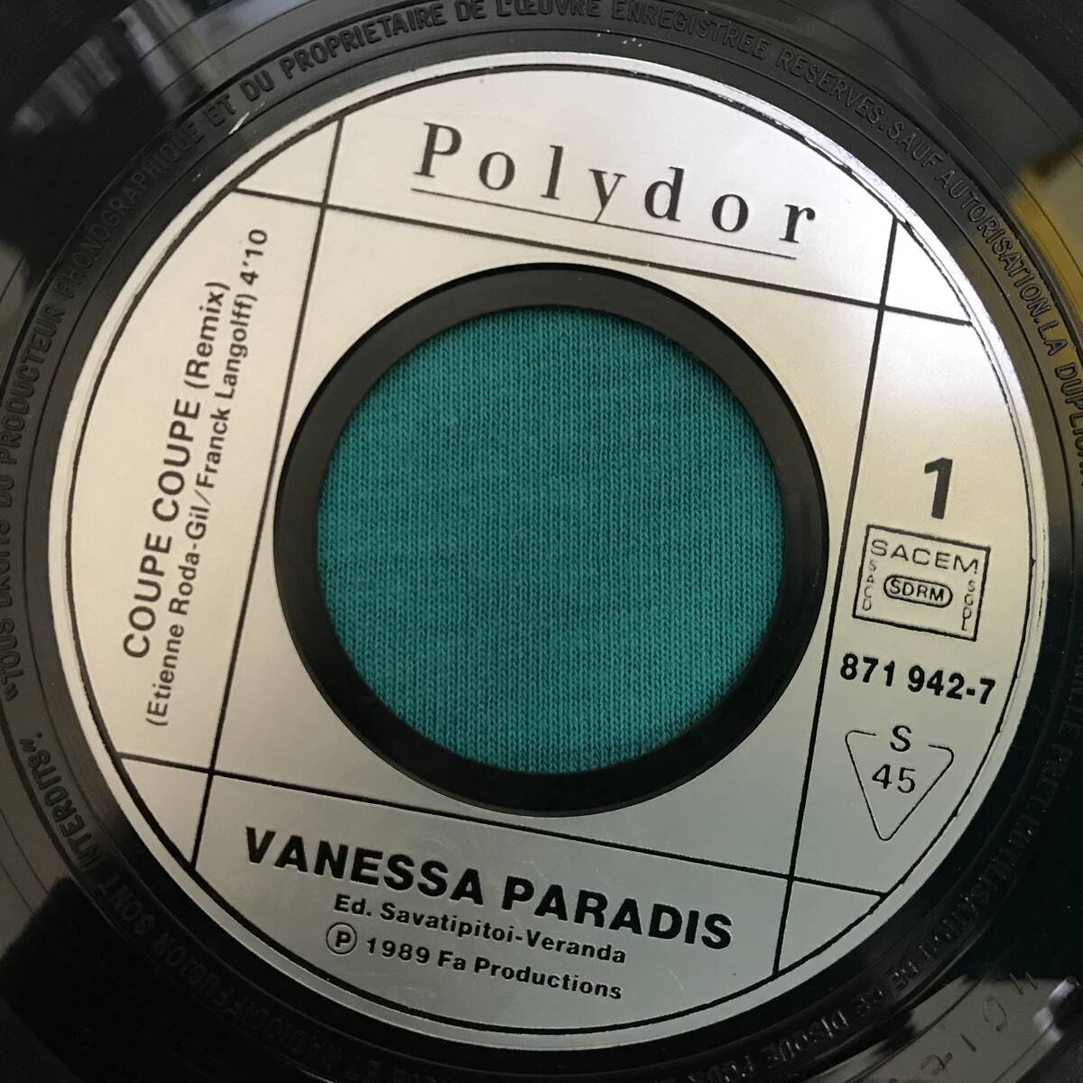 7”●Vanessa Paradis / Coupe Coupe (Remix) FRANCEオリジナル盤 Polydor 871 942-7_画像3