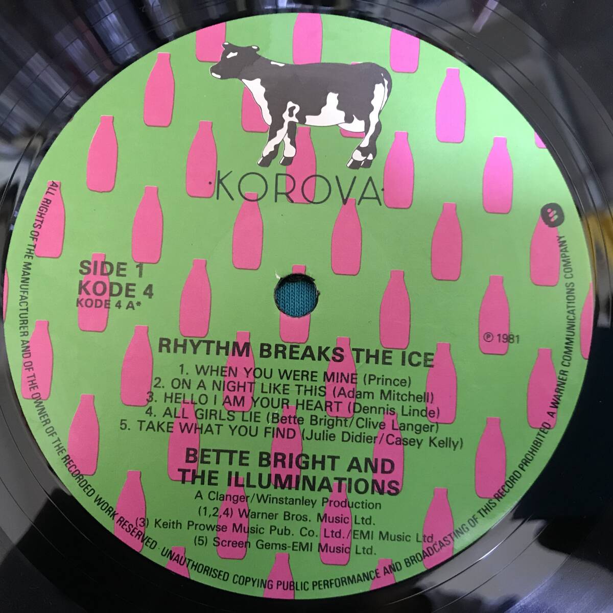 LP●Bette Bright / Rhythm Breaks The Ice UKオリジナル盤 KODE 4 プリンスの「When You Were Mine」カバーの画像4
