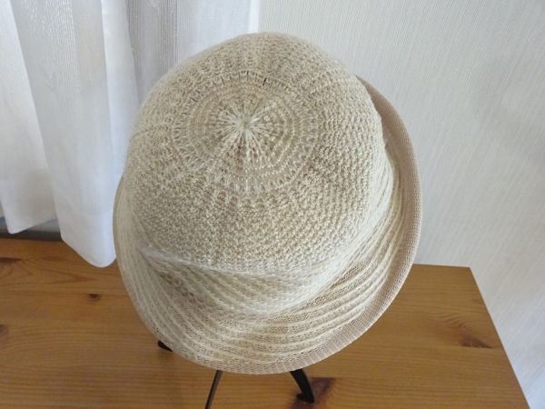 S 林八百吉 S レディース・婦人用 ベージュ色 クロッチェ サイズ５６cm キャップ 帽子 シルクハット の画像5