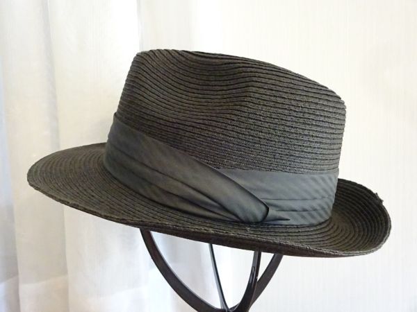 （ナカシマ ）メンズ・紳士　中折れハット　ペーパーハット　黒色帽子　サイズ５７cm〜５９cm　キャップ　帽子_画像1
