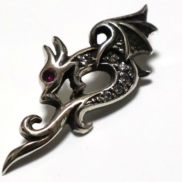 シルバー925 ネックレス ペンダント チャーム 竜の印章 ドラゴンのエンブレム 竜のマーク ドラゴンのバッジ y0936_画像1
