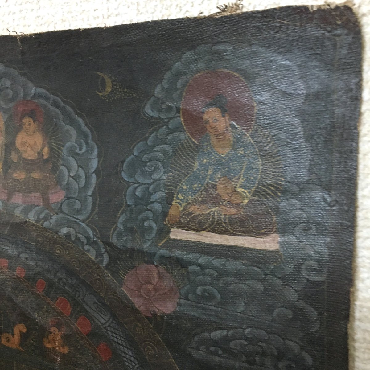 タンカ　36x47cm　　　　　　　肉筆画　チベット　マクリ　仏画　曼荼羅　中国画　密教　仏教美術_画像4