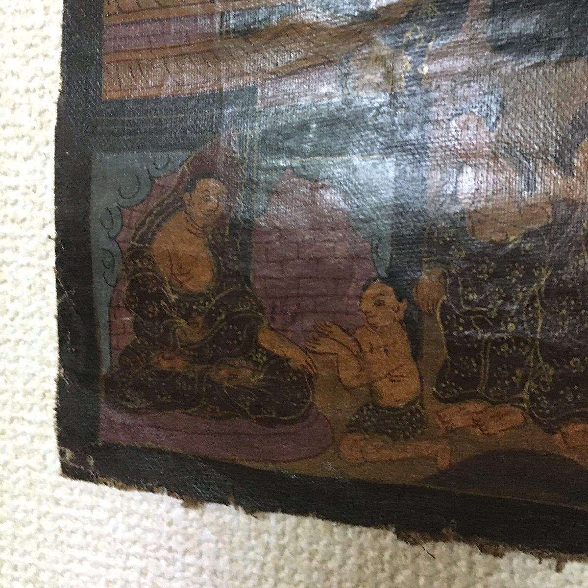 タンカ　36x47cm　　　　　　　肉筆画　チベット　マクリ　仏画　曼荼羅　中国画　密教　仏教美術_画像2