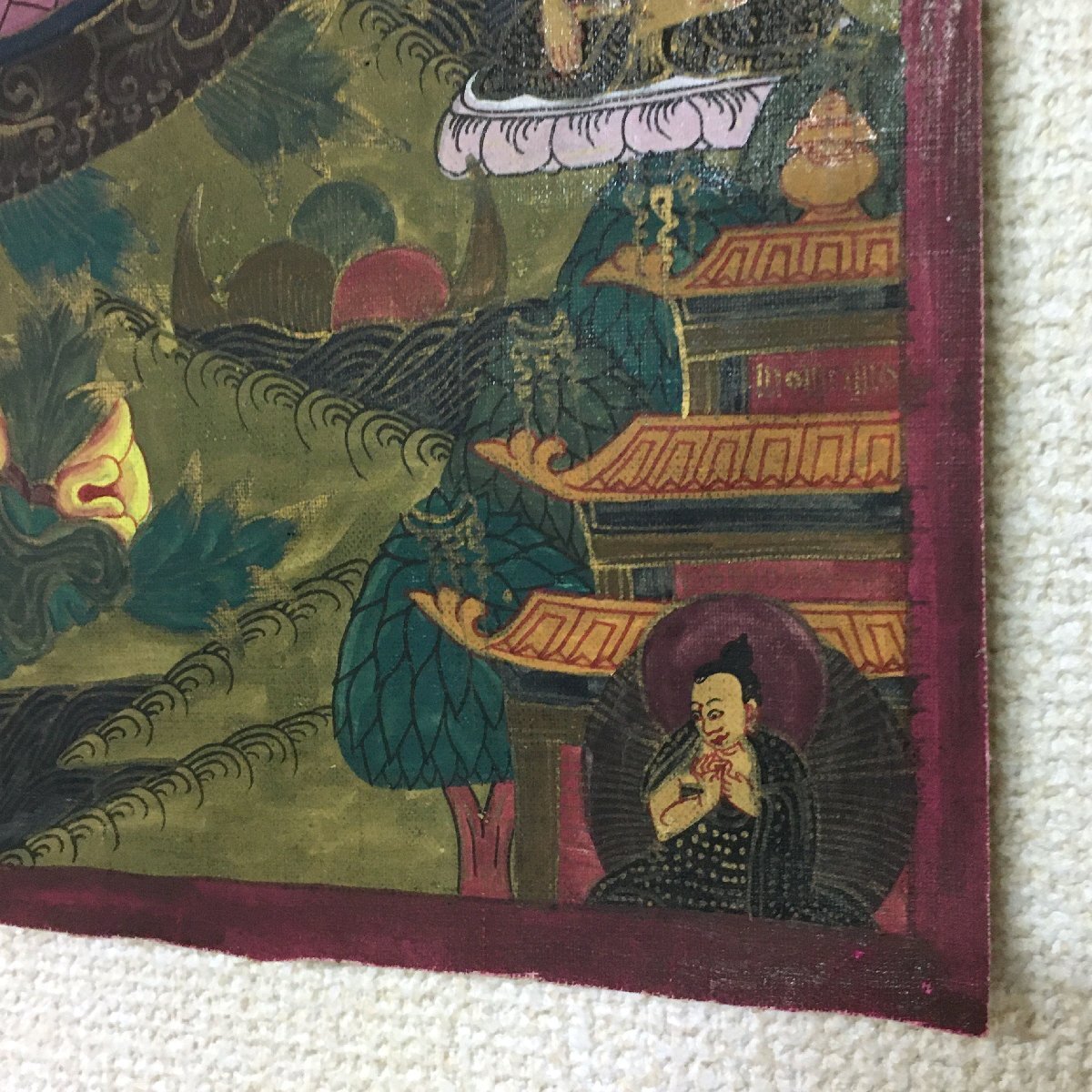 タンカ　32x44cm　　　　　　　肉筆画　チベット　マクリ　仏画　曼荼羅　中国画　密教　仏教美術_画像2