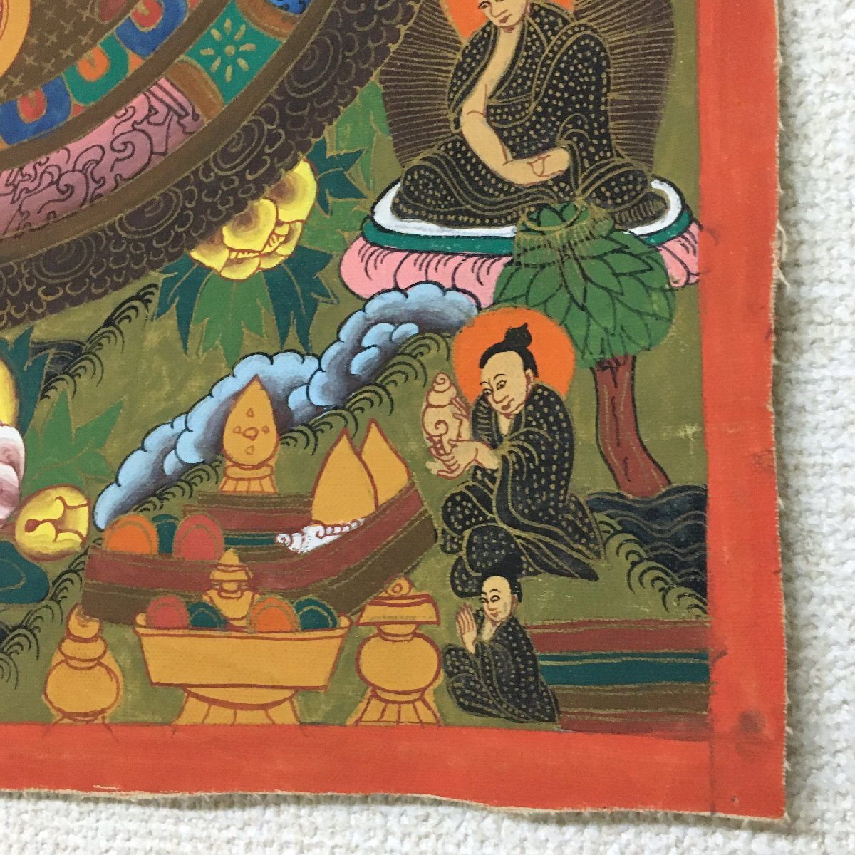 タンカ　33x43cm　　　　　　　肉筆画　チベット　マクリ　仏画　曼荼羅　中国画　密教　仏教美術_画像2
