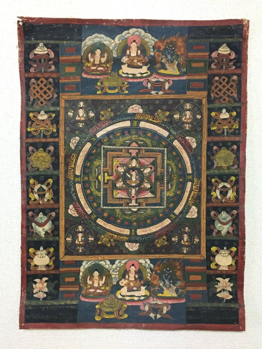 タンカ　42x58cm　　　　　　　肉筆画　チベット　マクリ　仏画　曼荼羅　中国画　密教　仏教美術