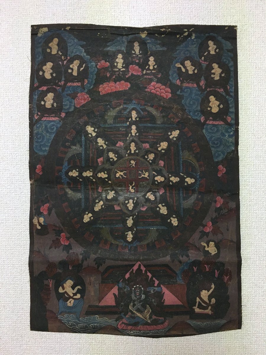 タンカ　33x50cm　　　　　　　肉筆画　チベット　マクリ　仏画　曼荼羅　中国画　密教　仏教美術