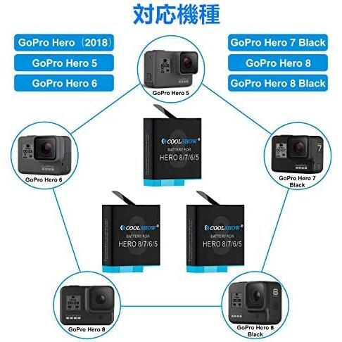 COOLSHOW GoPro HERO 8 バッテリー ゴープロ8 充電器 対応機種GoPro HERO 8 Black,Hero 7 Black,HERO 5ブラックHero 2018 対応の画像2