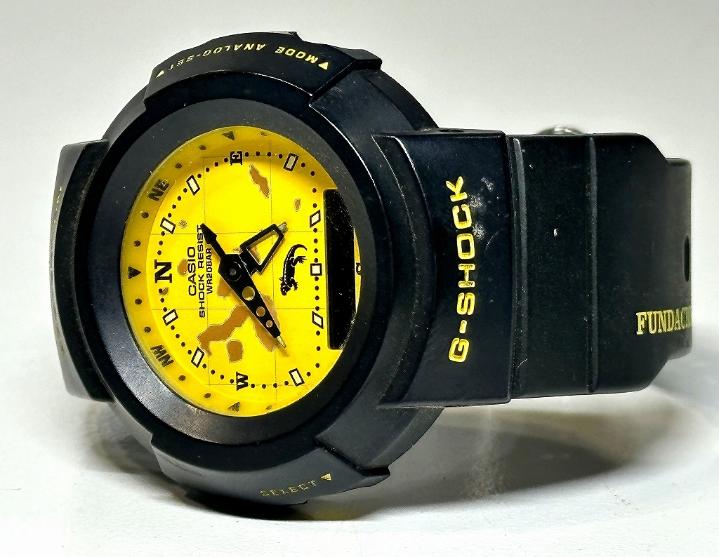 中古腕時計 カシオ Gショック CASIO AW-500D ガラパゴス ブラック×イエロー、痛み有・ジャンク扱い_画像1