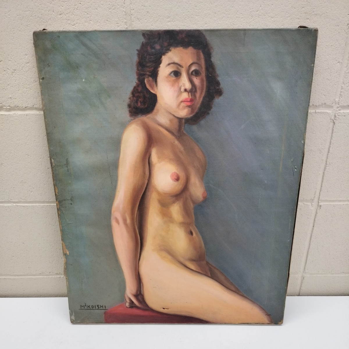 E【M-17】裸婦像 油絵 作者不明 油彩裸婦像 60.5cm×50cm キャンパス地 油絵人物画_画像1