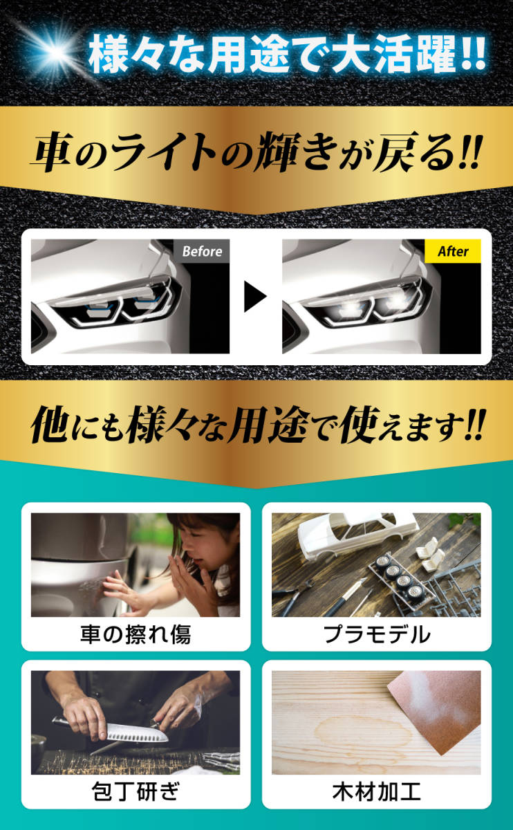 紙やすり 粗目セット サンドペーパー 耐水ペーパー 紙ヤスリ メーカー3年保証 かみやすり 10種30枚入り NORAHの画像2