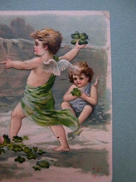アンティーク 古いポストカード・絵葉書 * 1909年 年号カード 幸運が来ますように * 消印判読不明 の画像4