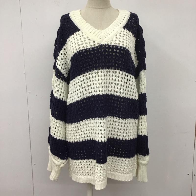 JEANASIS FREE ジーナシス ニット、セーター 長袖 JS064232MN Vネック 透かし編み Knit Sweater 10106967_画像1