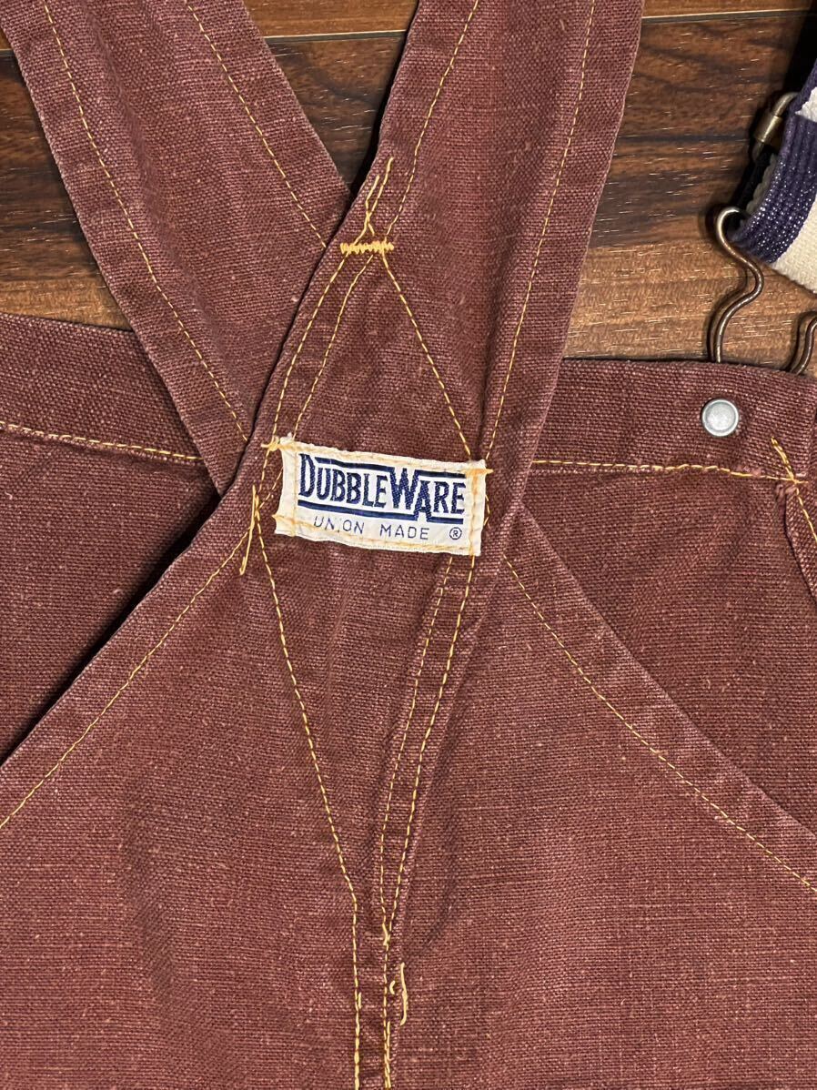  special 40s DUBBLE WARE double wear Brown Duck overall mountain pocket Vintage inspection ww2 large war coverall store brand 30s50s