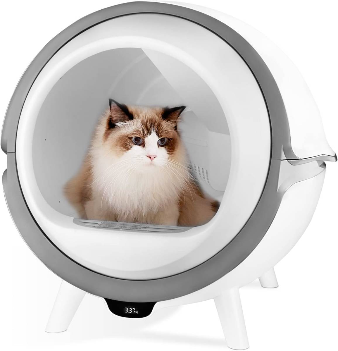 猫 トイレ 自動 猫 自動トイレ 「体重モニター付き・大容量9L・飛散防止・水洗可能」_画像1
