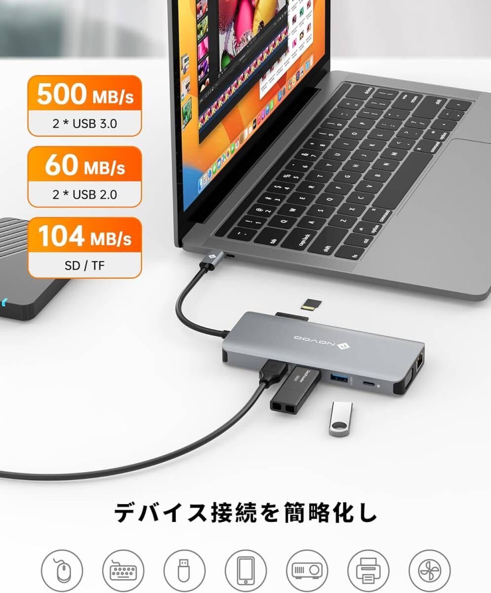 USB C ハブ 11-in-1 トリプルディスプレイ NOVOO_画像6