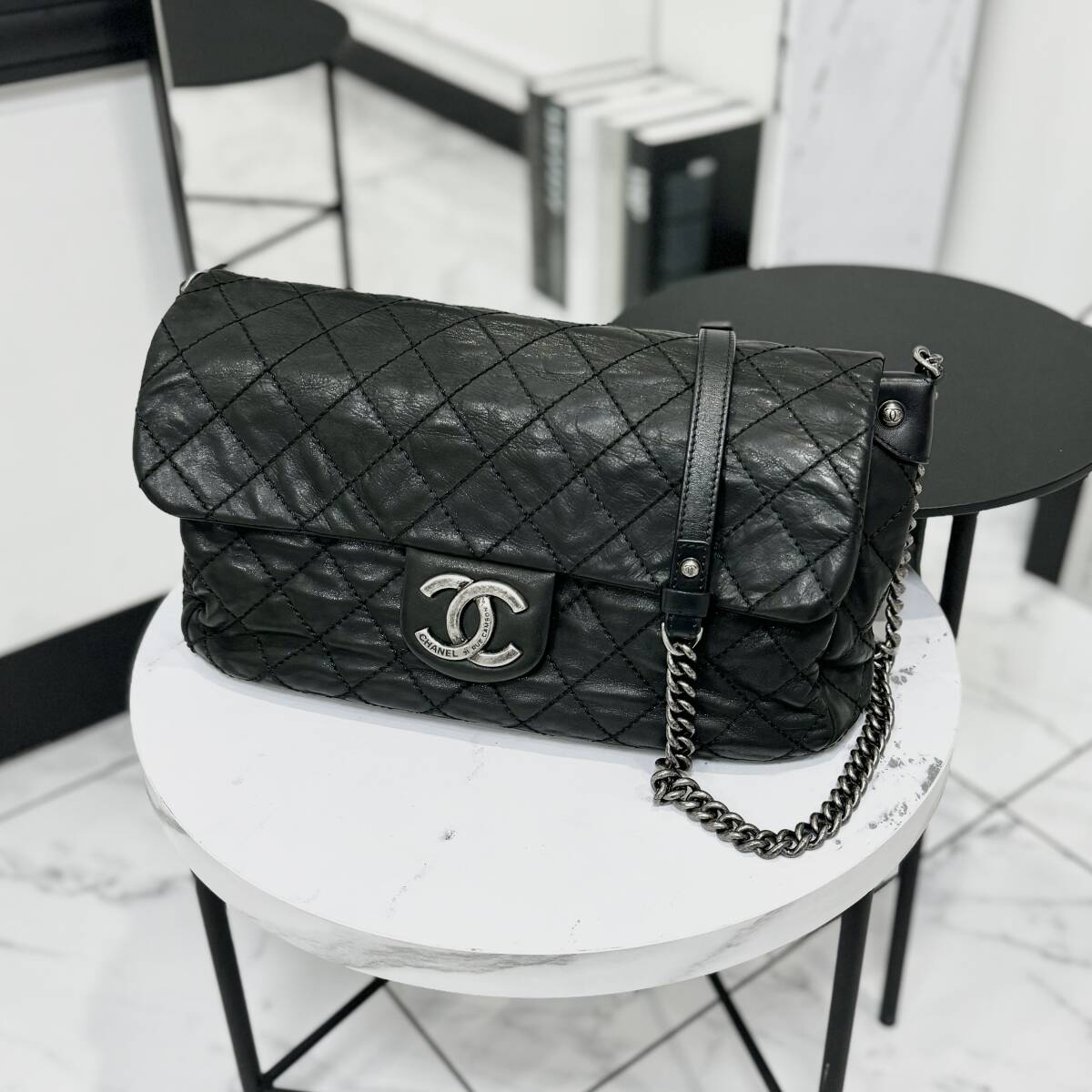 33461　CHANEL　シャネル　マトラッセ　チェーンショルダーバッグ　ブラック