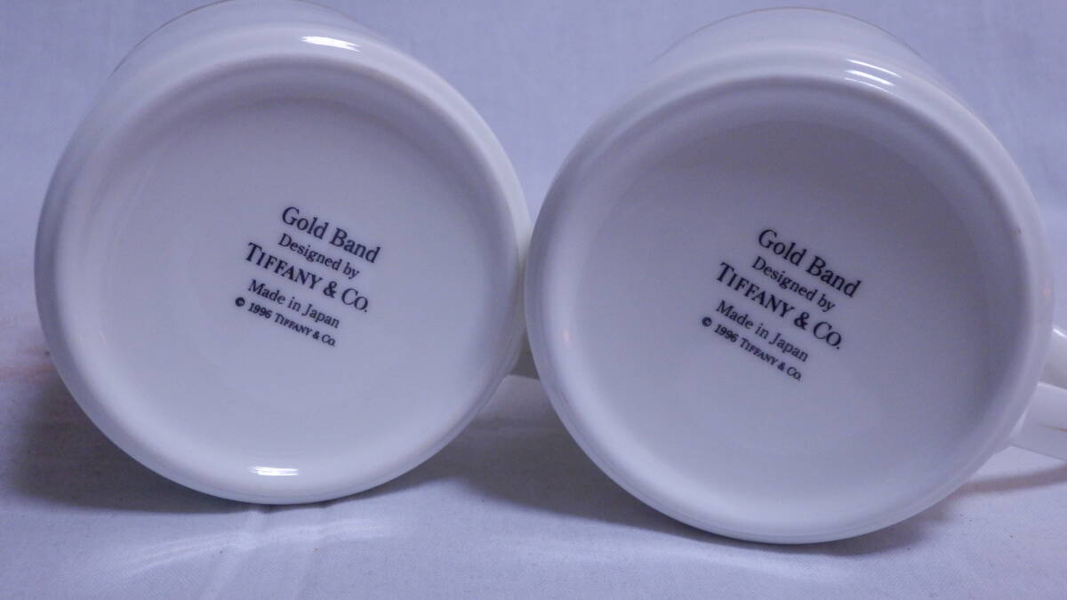 未使用 TIFFANY&Co. ティファニー GOLD BAND ゴールドバンド マグカップ 2客セット 約8.5cm×高さ9cm 高松三越 購入品_画像3