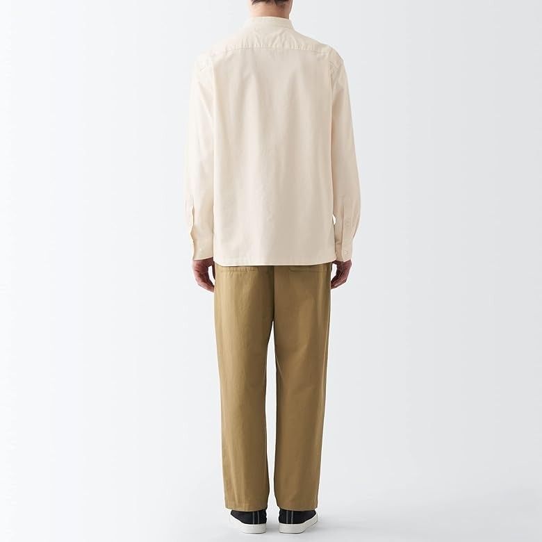 無印良品 MUJI 洗いざらしオックススタンドカラー長袖シャツ キナリ メンズ XL 新品 定価2990円 オーガニックコットン