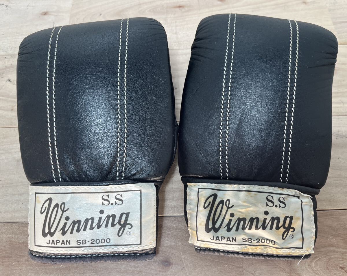 Winning ウイニング パンチンググローブ ボクシンググローブ 旧ロゴ ブラック 天然皮革 黒の画像1