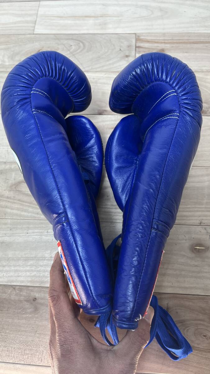 売り切り 本革 ボクシンググローブ TWINS SPECIAL 12  パンチンググローブ 革製 タイ製 ビンテージ 本格 ブルー 青の画像6