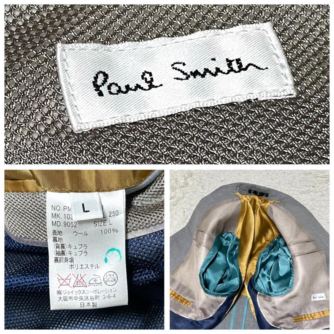 高級感 Paul Smith ポールスミス プリーツデザイン 1Bテーラードジャケット 春夏 裏地メッシュ 通気性 パーティ 二次会 サイズL グレー_画像10