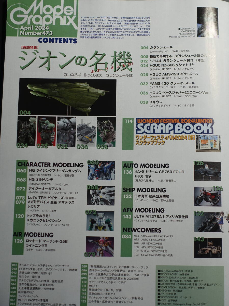 大日本絵画 月刊モデルグラフィックス vol.473 2024年4月号 機動戦士ガンダムユニコーン ガランシェール隊 ジオンの名機 HGUC クシャトリヤ_画像3