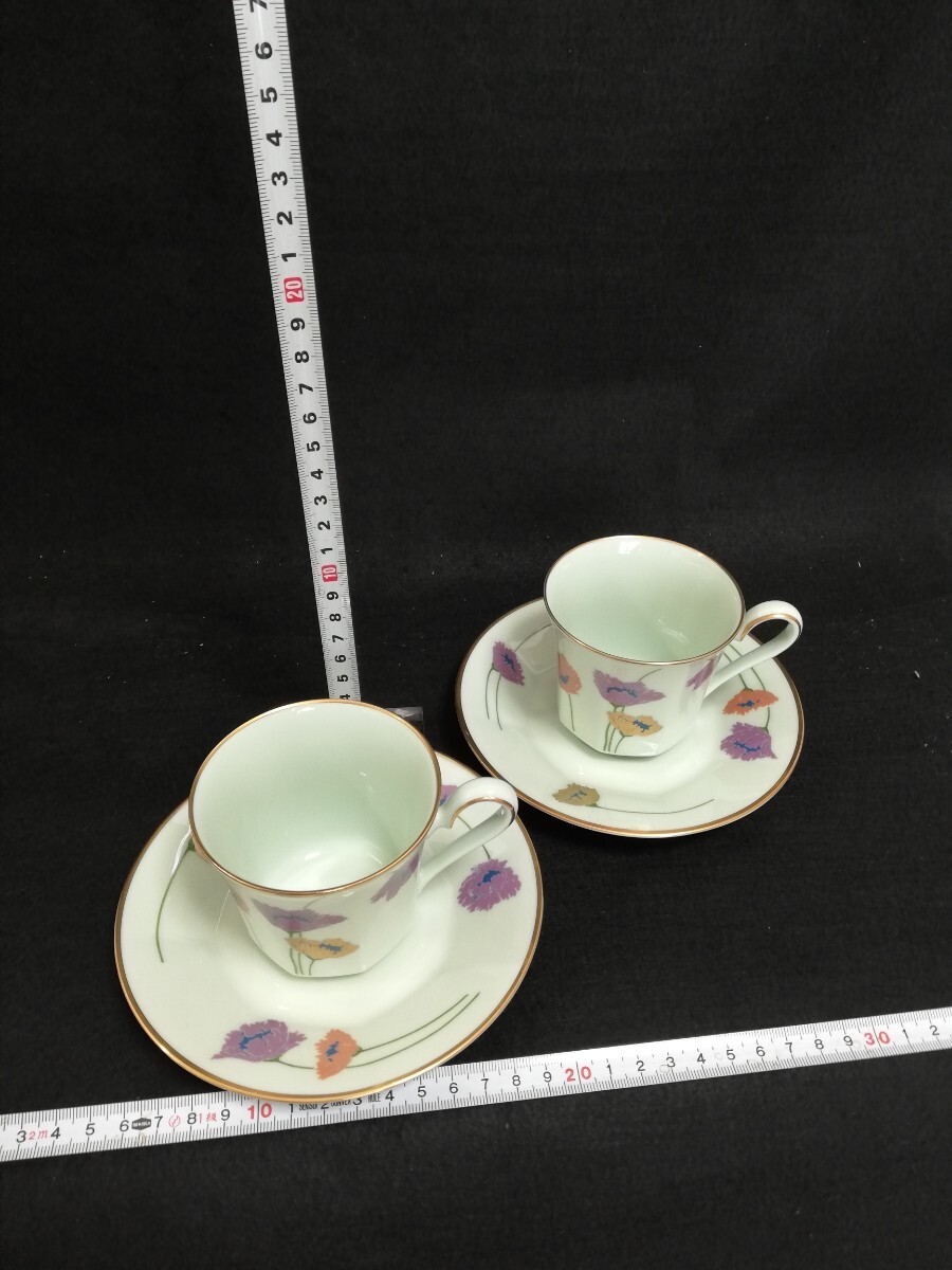 CS3134. 【未使用】Noritake ノリタケ　Celdan カップ ソーサー 花柄 ティーカップ 金彩 2客/60_画像2