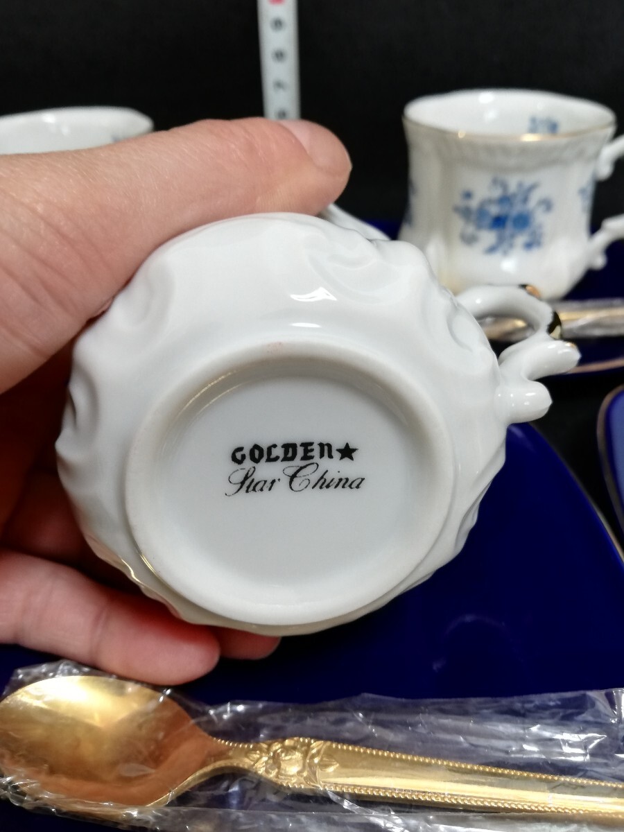 CS3184.アンティーク 昭和レトロ Glden China カップ ソーサー ティーカップ ティーセット 花柄 洋食器 5客セット/80_画像4