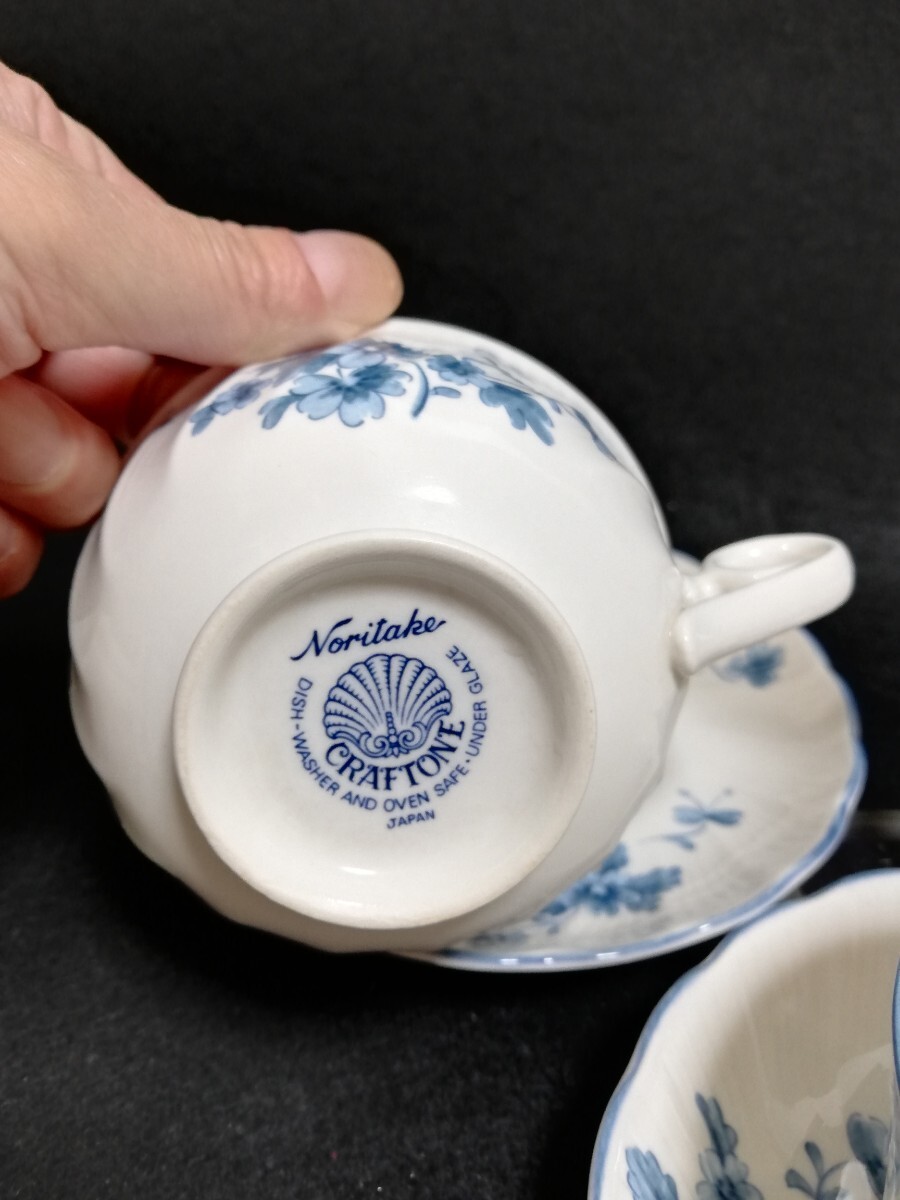 CS3243.Noritake ノリタケ クラフトーン　カップ ソーサー コーヒーカップ ティーカップ 花柄 洋食器　3客/80_画像3