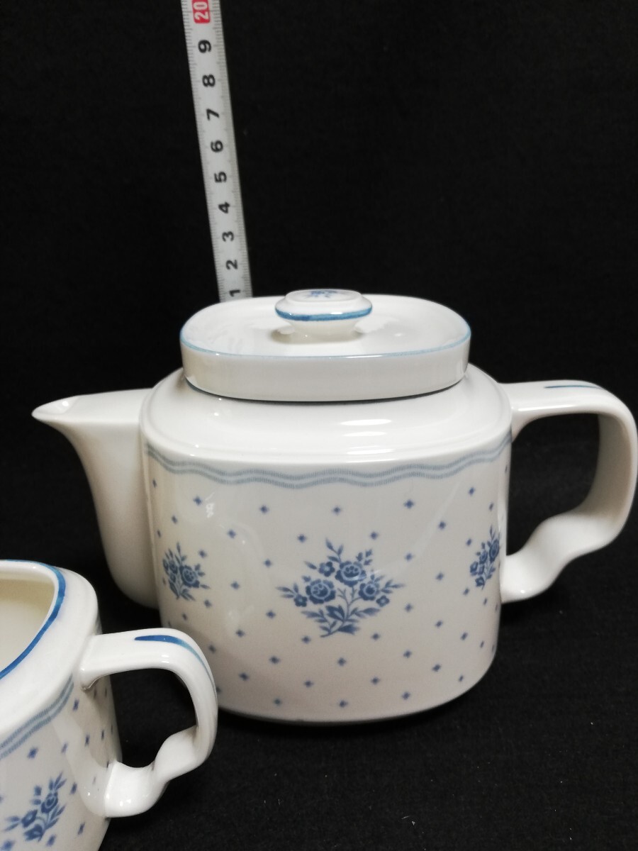 P3251.【未使用】Noritake ノリタケ バーサトーン ティーポット シュガーポット クリーマー 花柄 洋食器 昭和レトロ 3点セット/80_画像2