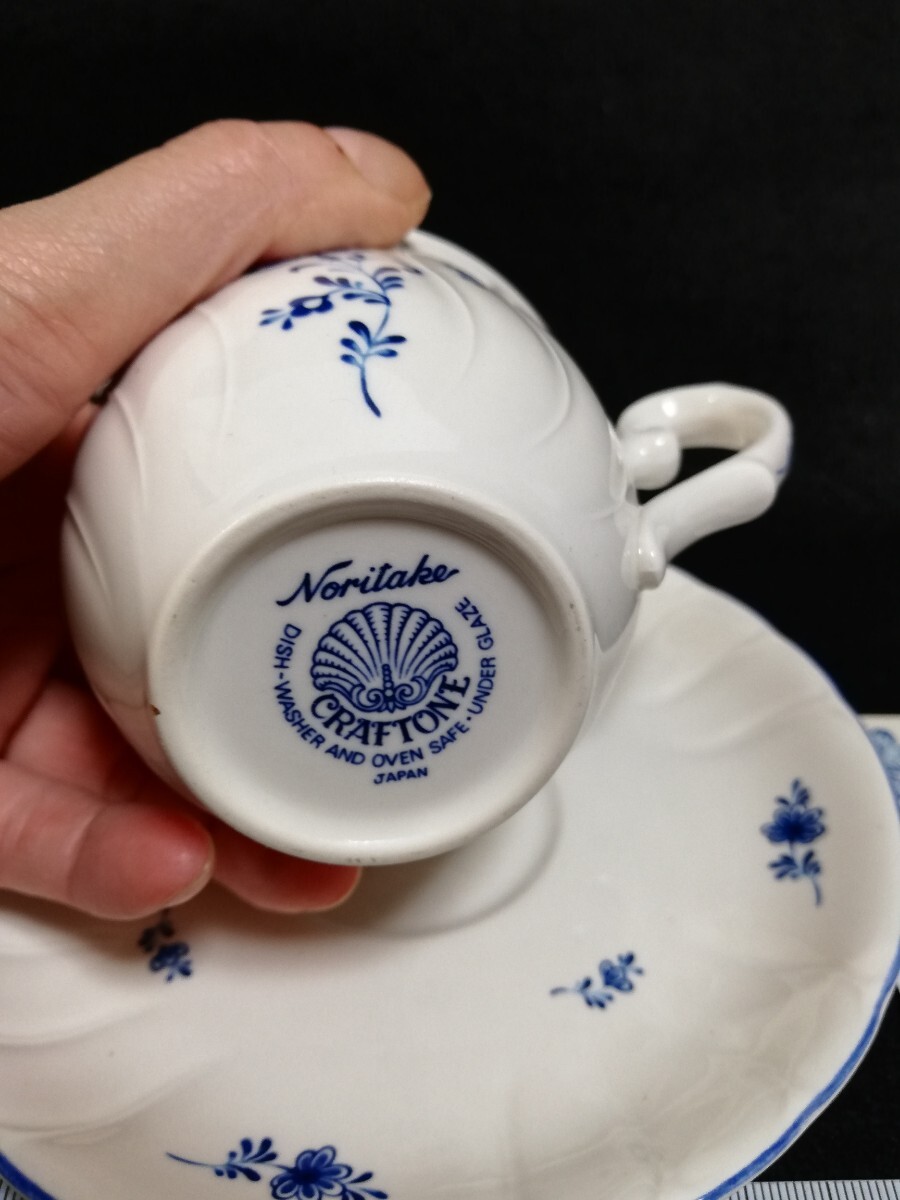 CS3133.【未使用】アンティーク Noritake ノリタケ　クラフトーン カップ ソーサー 花柄　6客セット 洋食器/100_画像3