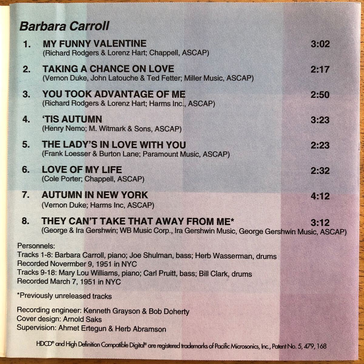 ファン必携盤 HDCD ◆Mary Lou Williams & Barbara Carroll《Ladies of Jazz》◆輸入盤 送料4点まで185円_画像2