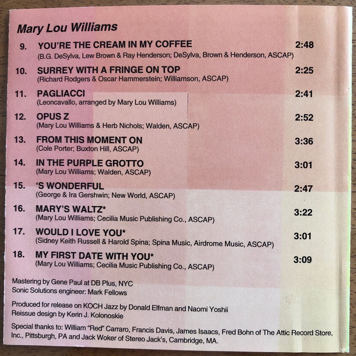 ファン必携盤 HDCD ◆Mary Lou Williams & Barbara Carroll《Ladies of Jazz》◆輸入盤 送料4点まで185円_画像3