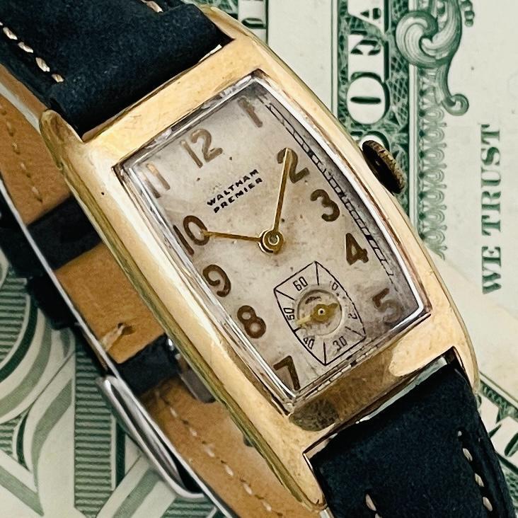 腕時計メンズ動作良好ウォルサムWALTHAMプレミアPremier手巻きアナログ中古アンティーク稼働ゴールド高級ブランドU825の画像3