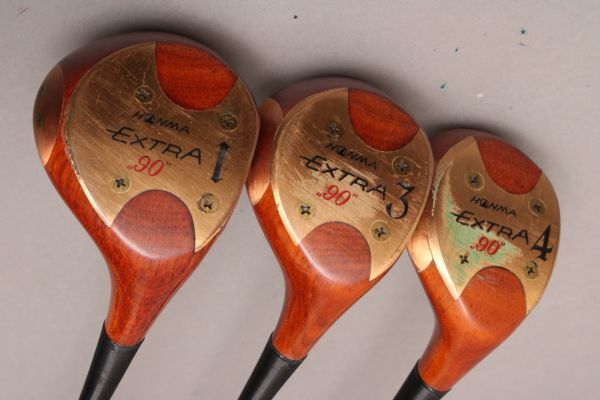 ホンマ パーシモン ドライバー&フェアウェイウッド 3本セット《1W/3W/4W》HONMA EXTRA 90《R-1》カーボン シャフト美品 ゴルフ ＃180※G047_画像1