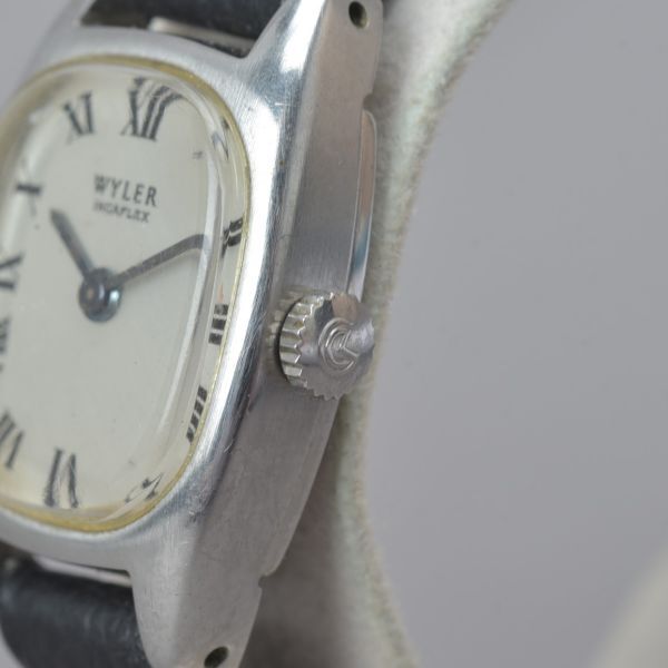 WYLER INCAFLEX ワイラー インカフレックス 腕時計 4185 シルバー 稼働 手巻き ウォッチ ビンテージ アンティーク レザー ブランド #N※676の画像4
