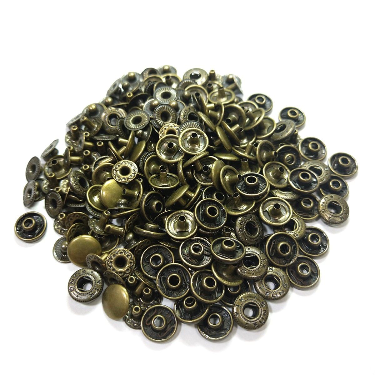 #バネホック 10ｍｍ アンティーク 50組 レザークラフト ハンドメイド ボタン パーツ 補修 金具 留め具 NTYhm