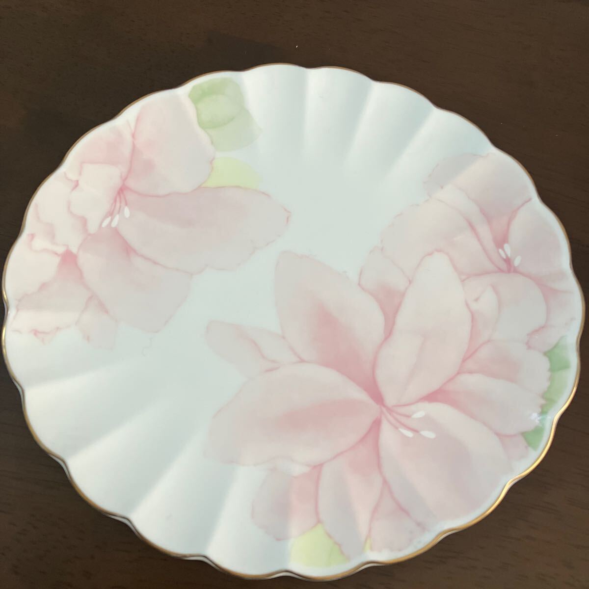 ケーキ皿5枚セット 花柄 FINE BONE CHINA NIKKO JAPAN 金縁 ピンクオシャレ来客用_画像7