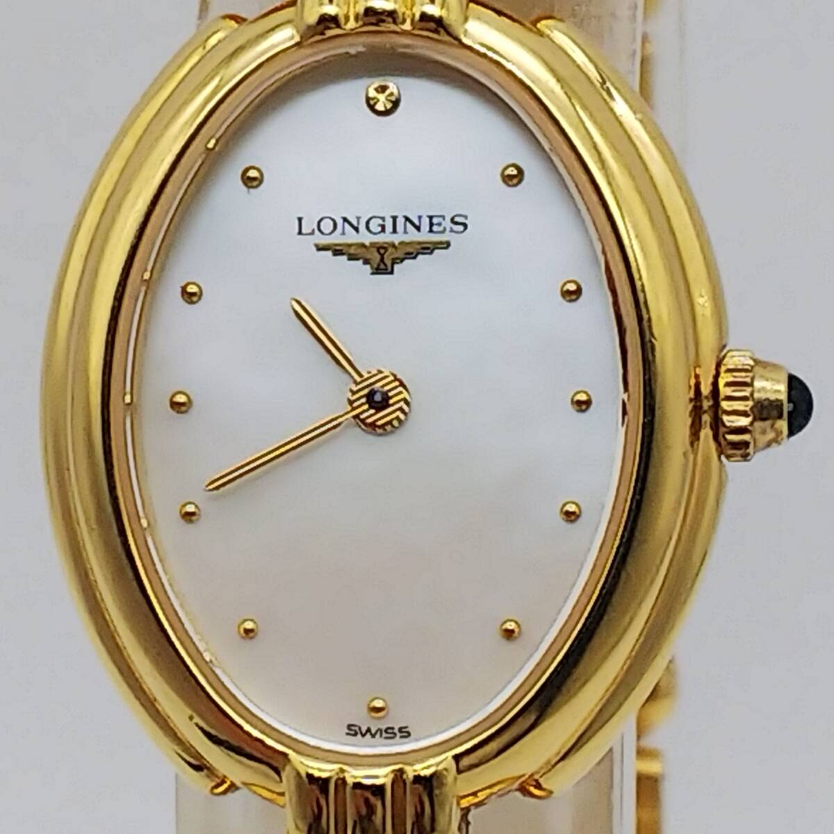 美品　送料無料【電池交換済】★ロンジン★LONGINES★オーバル★ゴールド★シェル文字盤★L6.123.2★レディース/腕時計/アナログ/クォーツ_画像4