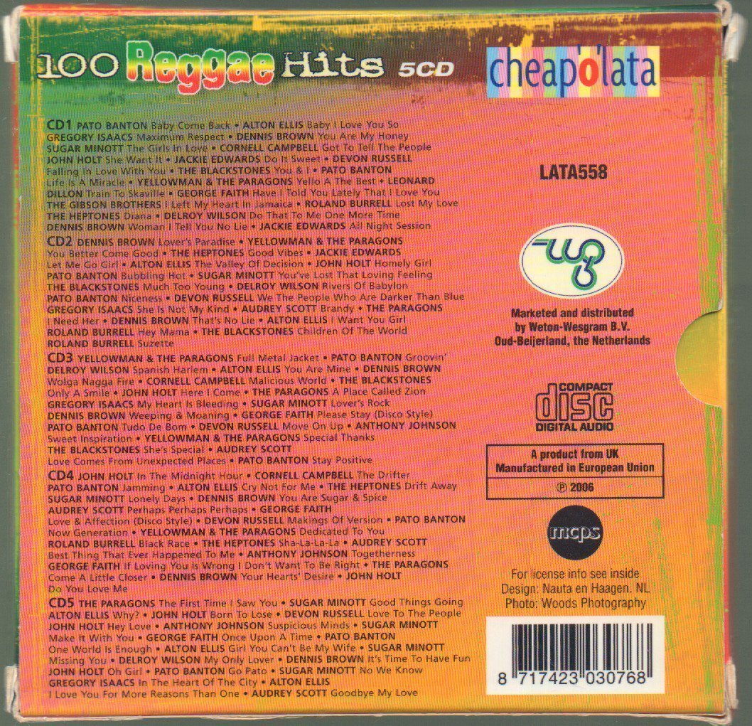■「100 Reggae Hits(レゲエ・ヒッツ)」■5CD■Pato Banton/Dennis Brown/Alton Ellis/Dennis Brown/George Faith■品番:LATA558■2006年■の画像2