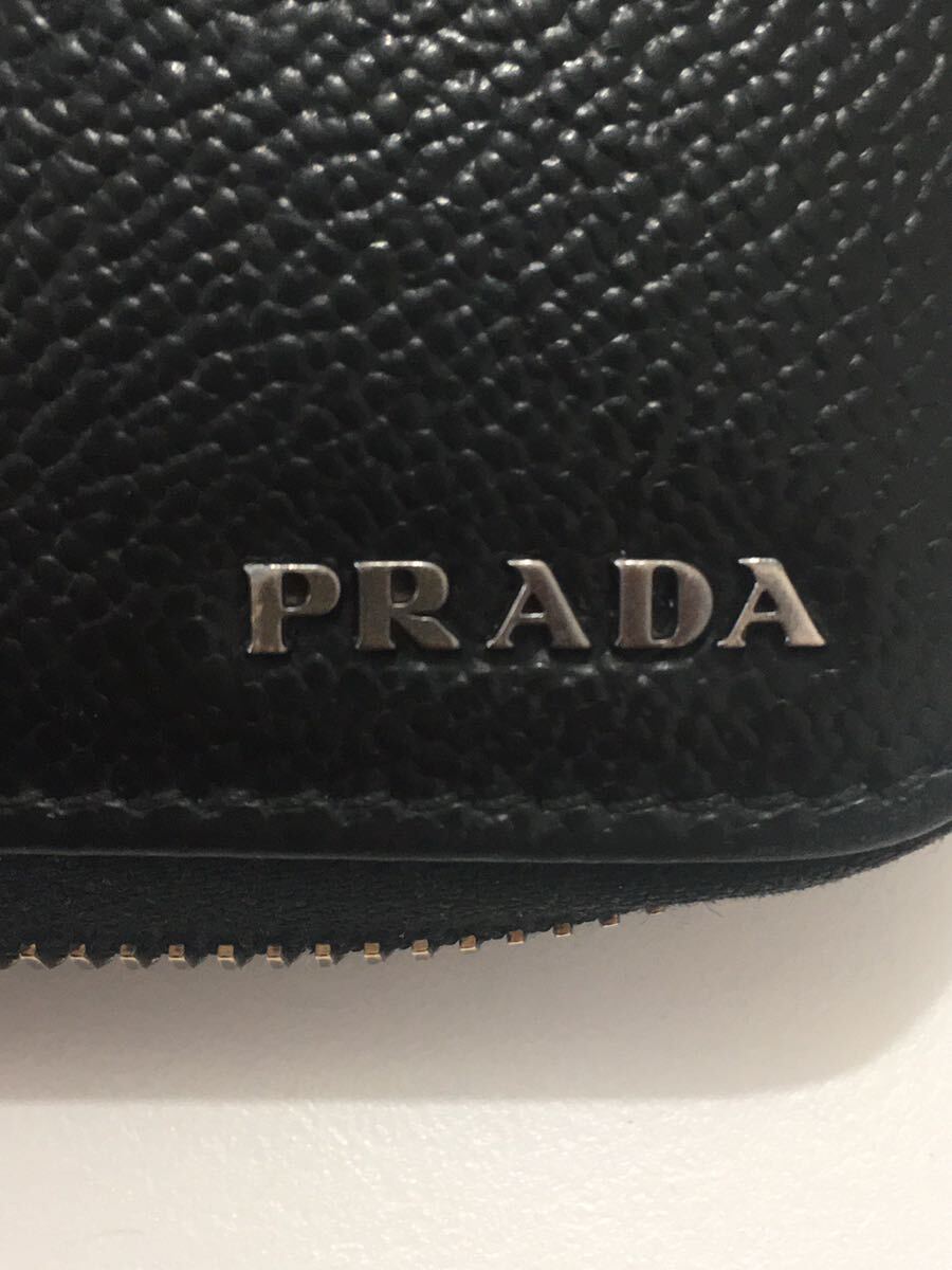 【本物】PRADA プラダ 財布 ラウンドファスナー長財布 2ML220 VIT.MICRO GRAIN レザー NERO+MERCURIブラック 黒 ウォレット _画像3