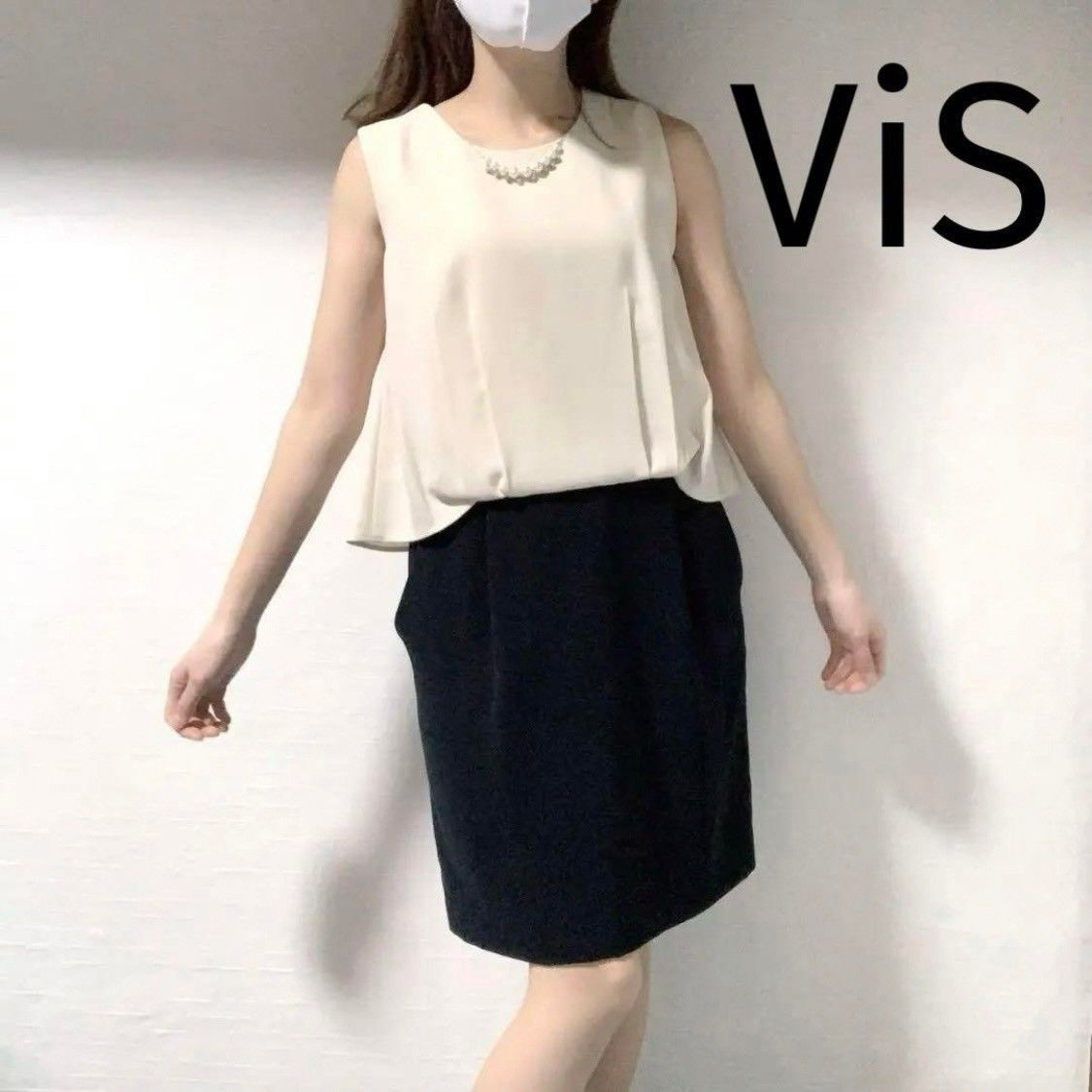 ViS ビス　フォーマル　ワンピース　 切替デザイン　綺麗め　バイカラー