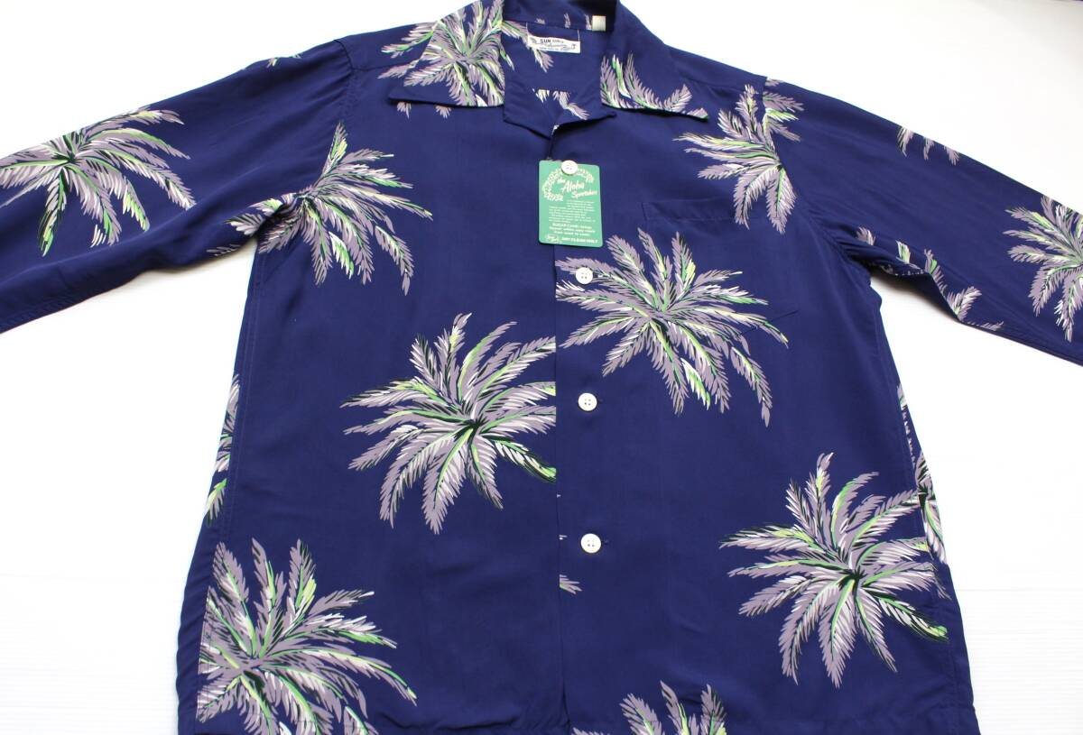 YHL68東洋Sヤシの木 パームツリー デューク・カハナモクDUKE'S PALM TREE長袖 アロハシャツSUNSURFサンサーフSS25448の画像3