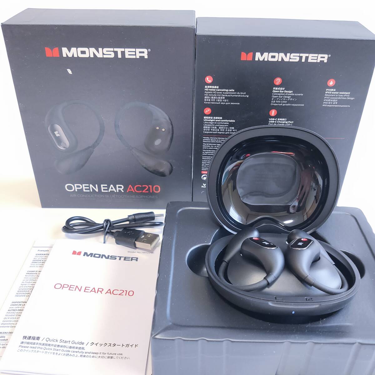 「一円スタート」Monster Open Ear AC210 ワイヤレスイヤホン MH22181「1円」AKI01_2116の画像1