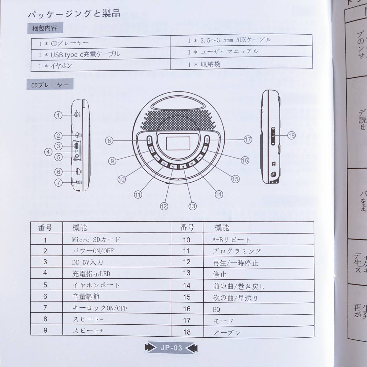 「一円スタート」ポータブルCDプレイヤー USB充電式 収納袋付き ホワイト ZL2020「1円」AKI01_2120の画像4