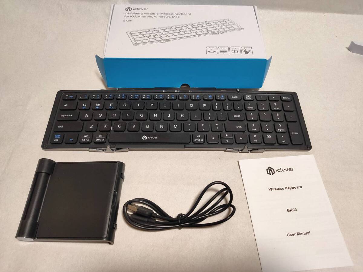 【一円スタート】iClever Bluetooth ワイヤレス キーボード 折り畳み モバイルキーボード テンキー付き US配列 1円 HAM01_1859_画像1