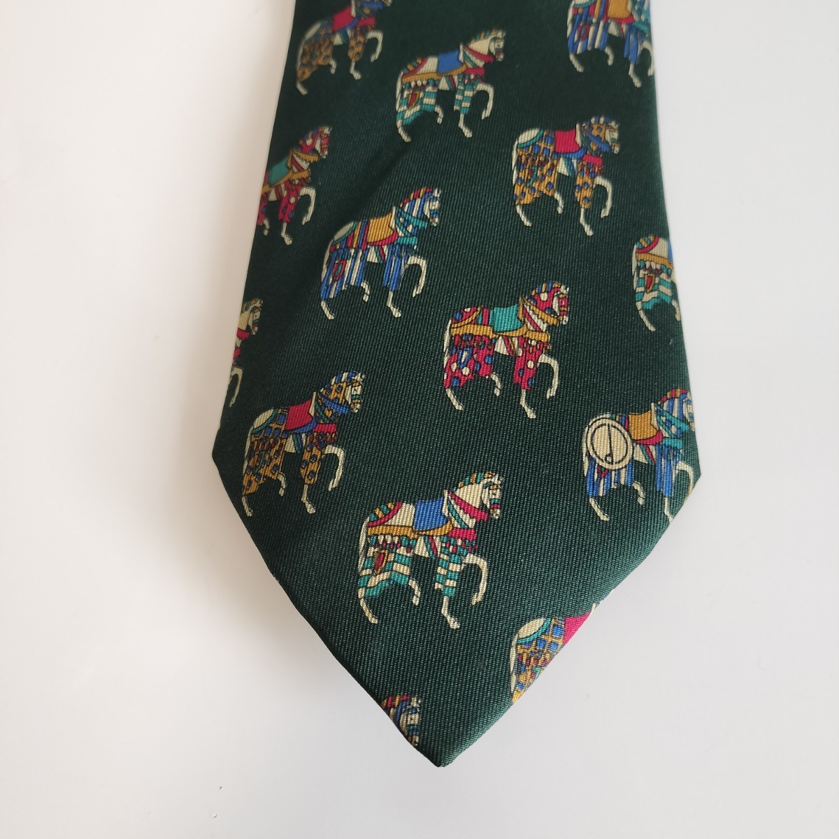  Dunhill (Dunhill) green multicolor horse D Logo necktie 