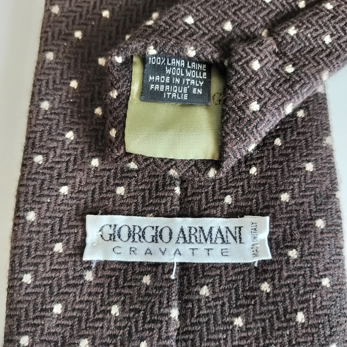 GIORGIO ARMANI(ジョルジオアルマーニ)茶点々ドットネクタイ_画像1